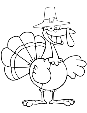 Cartoon Pilgrim Turkey Coloring Page